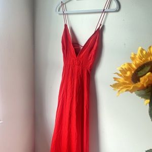 Sexy Red Side Slit Maxi Dress